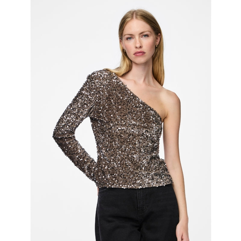 PIECES PIECES dam topp PCKAM Top Morel Silver sequins