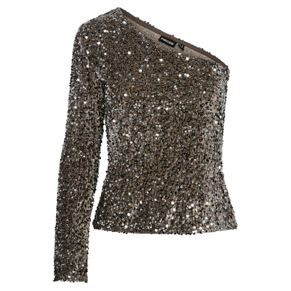 PIECES PIECES dam topp PCKAM Top Morel Silver sequins