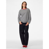 PIECES PIECES dam topp PCSADIE Blouse Cloud Dancer BLACK W FLAME SCARLET NECKLINE