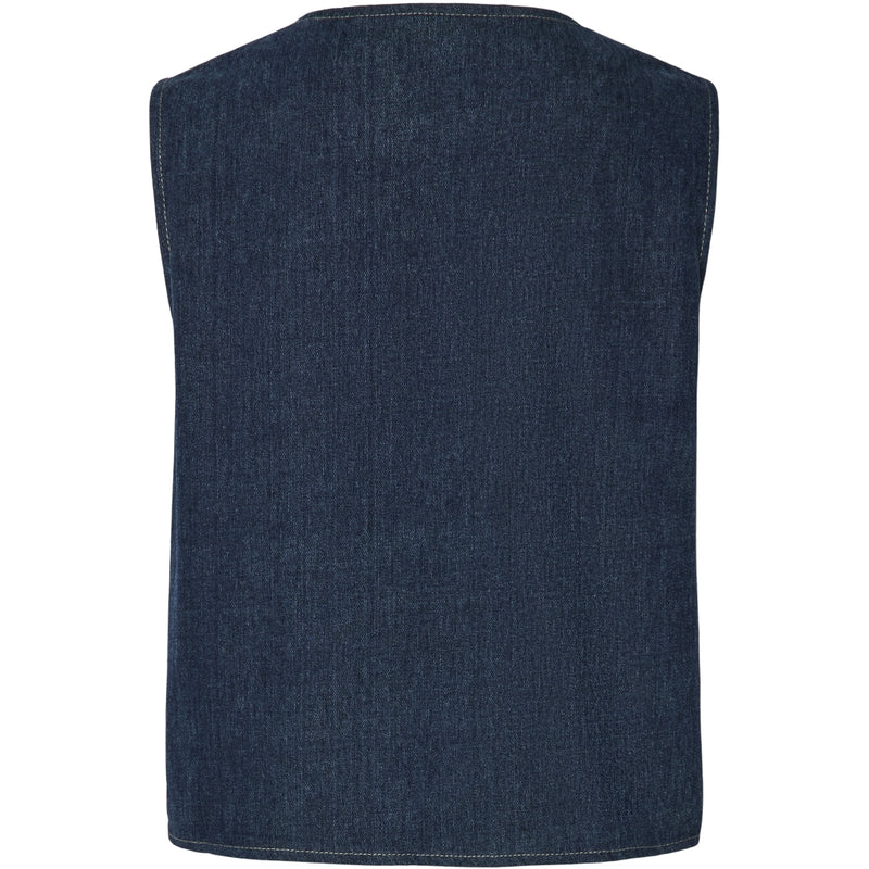 PIECES PIECES dam väst PCFABIA PRE-ORDER Vest Dark Blue Denim