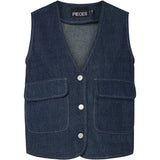 PIECES PIECES dam väst PCFABIA PRE-ORDER Vest Dark Blue Denim