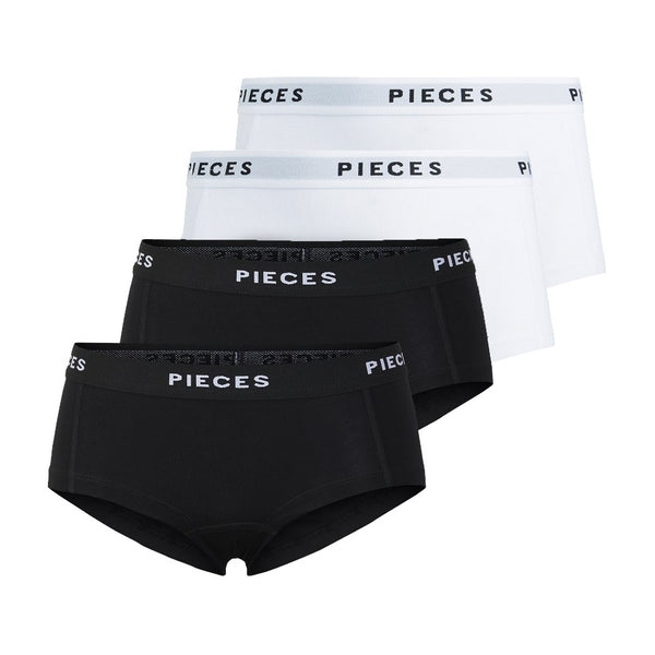 PIECES Pieces dam hipsters PCLOGO LADY 4-PACK Underwear Black 4 PACK W. BLK/BLK/WHITE/WHITE