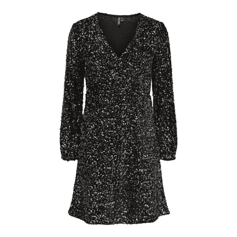 PIECES Pieces dam klänning PCKAM Dress Black Black sequins