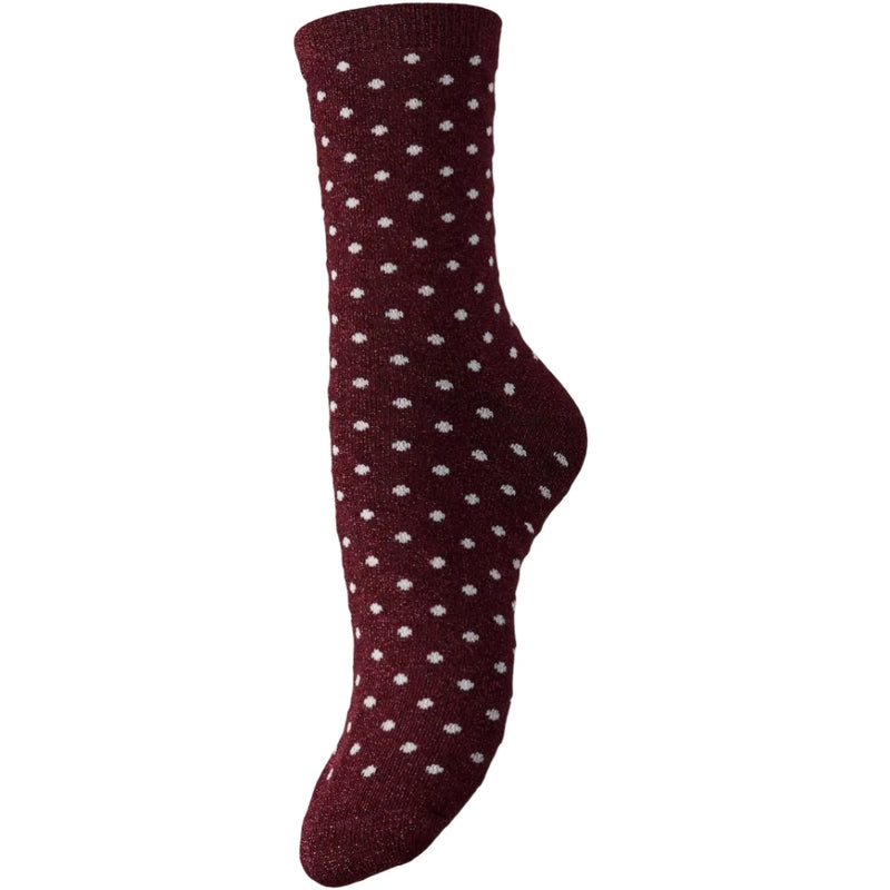 PIECES Pieces dam strumpor PCSEBBY Socks Tawny Port Small Dots in Pink-A-BOC