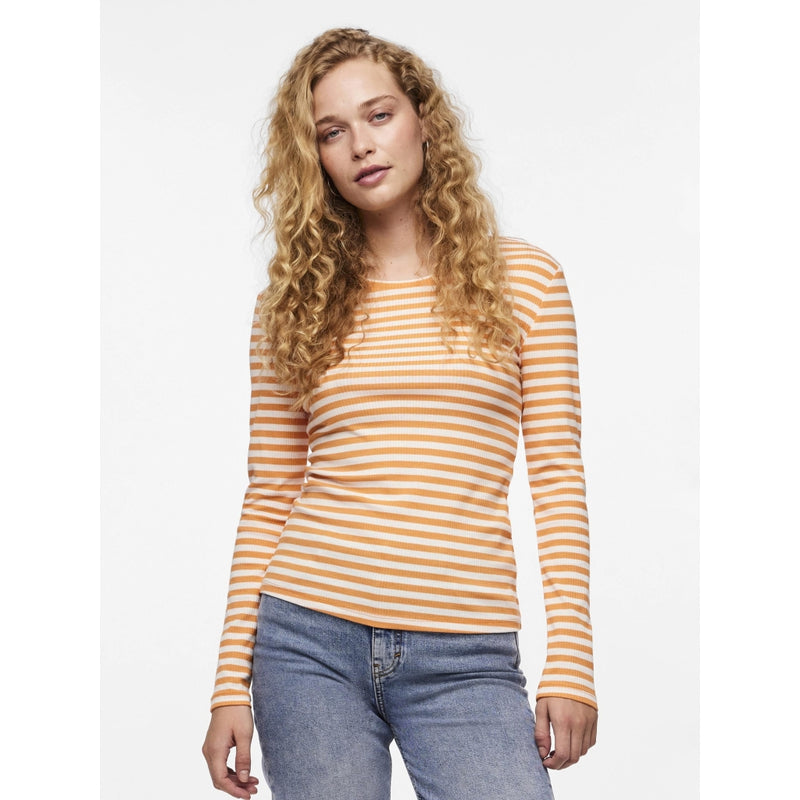 PIECES Pieces dam top PCRUKA Top Tangerine Stripes CLOUD DANCER