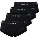 PIECES Pieces dam hipsters PCLOGO LADY 4-PACK Underwear Black