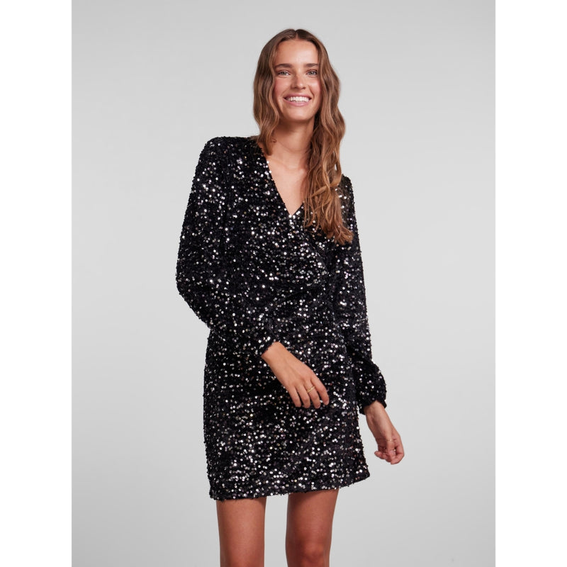 PIECES Pieces dam klänning PCKAM Dress Black Silver