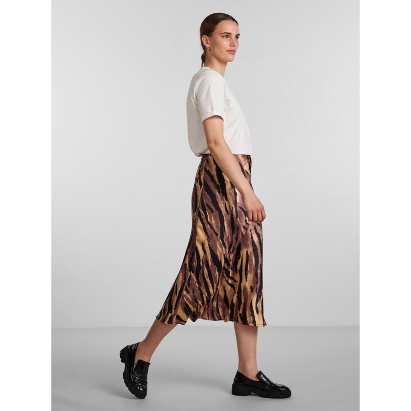 PIECES Pieces dam kjol PCMONALISE Restudsalg Chicory Coffee TIGER