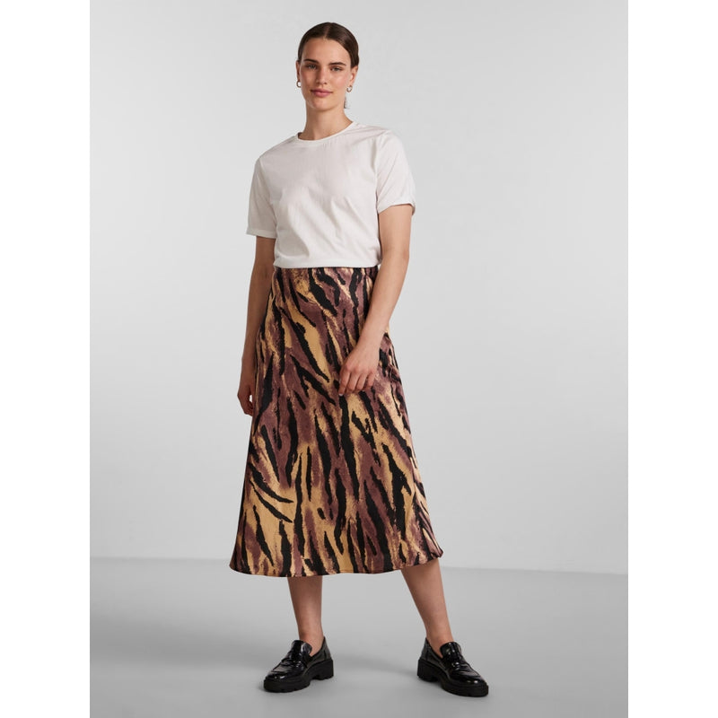 PIECES Pieces dam kjol PCMONALISE Restudsalg Chicory Coffee TIGER