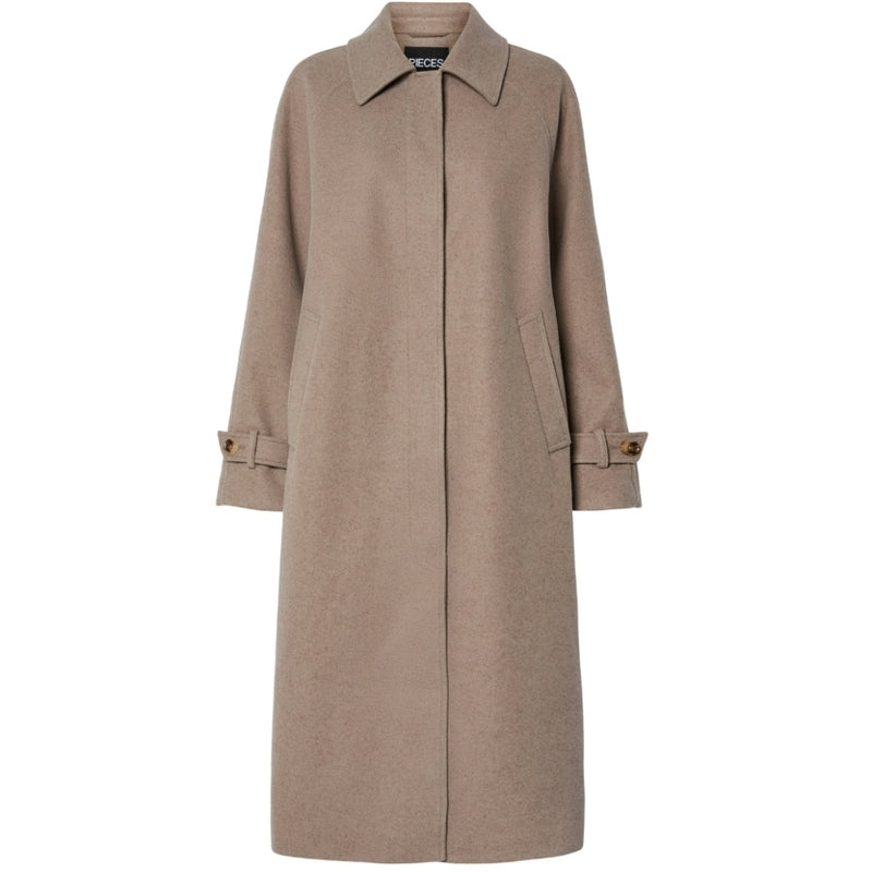 PIECES Pieces damkappa PCJOELLA Jacket Taupe Gray MELANGE