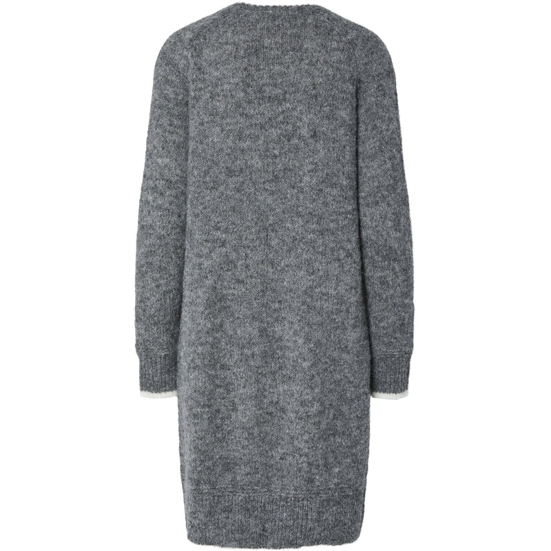 PIECES Pieces damstickad klänning PCIVY Dress Medium Grey Melange Detail:WHITE CONTRAST