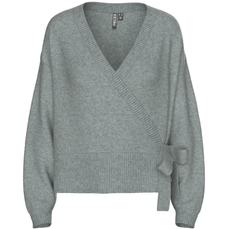 PIECES Pieces damstickad kofta PCMALOU Knit Medium grey melange
