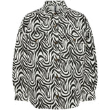 PIECES Pieces denim skjorta PCNURSEL Restudsalg Bright White Black Zebra