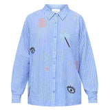 Sisters Point SISTERS POINT damskjorta IBISA Shirt Blue Stripe Beach