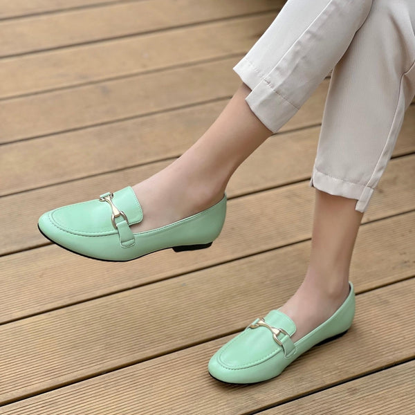 SHOES Silia dam Loafers 77-327 Restudsalg Green