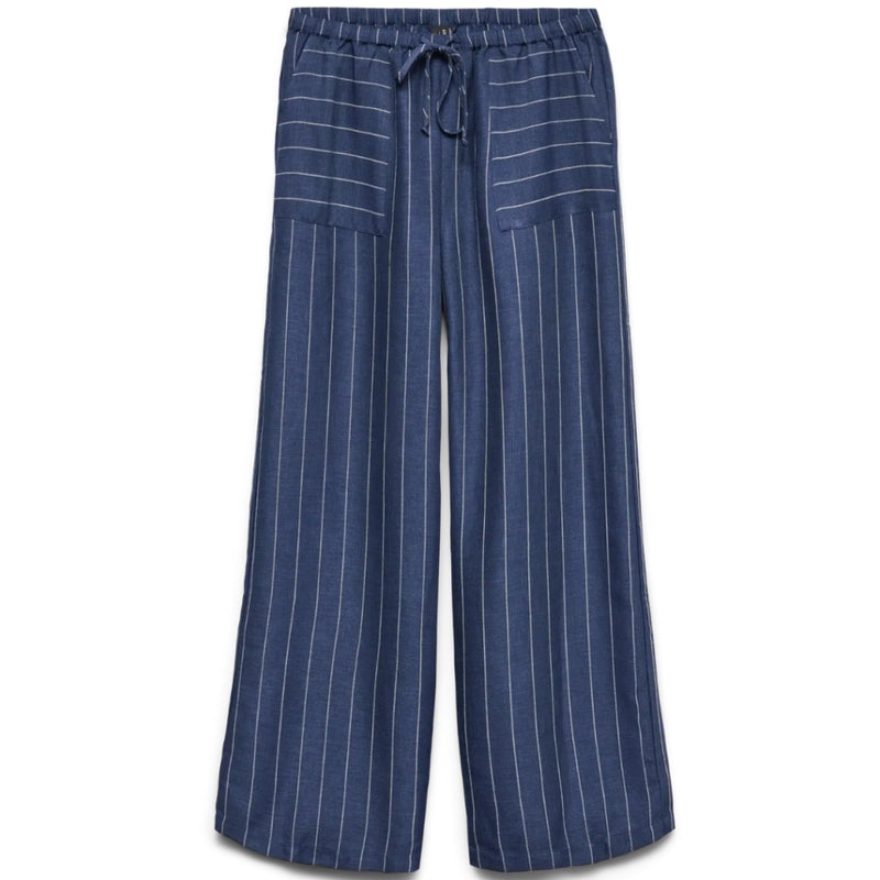 Vero Moda VERO MODA DAMBYXOR VMODETTE Pant Dark Denim Stripes White