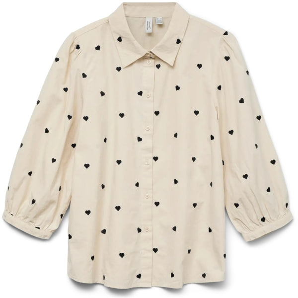 Vero Moda VERO MODA DAMSKJORTA VMFEAT Shirt Birch Heart Emb Black