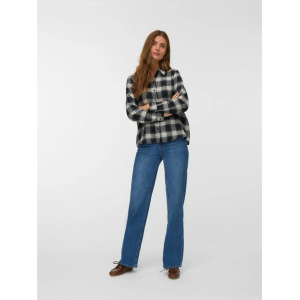 Vero Moda VERO MODA DAMSKJORTA VMLARA Shirt Black Mille Oatmeal