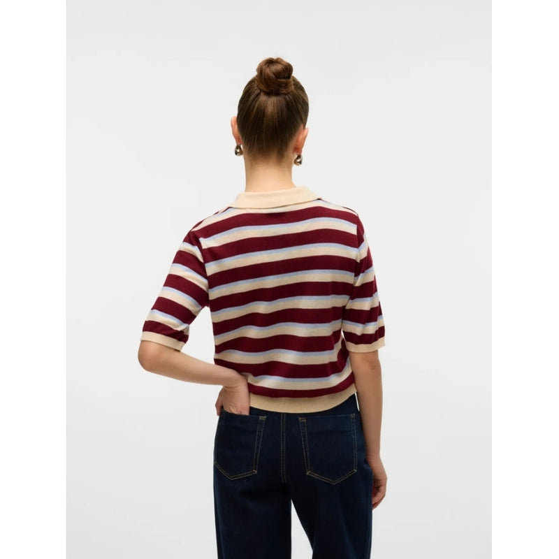 Vero Moda VERO MODA DAM POLO AWSIKITA Top Birch Stripes Zinfandel