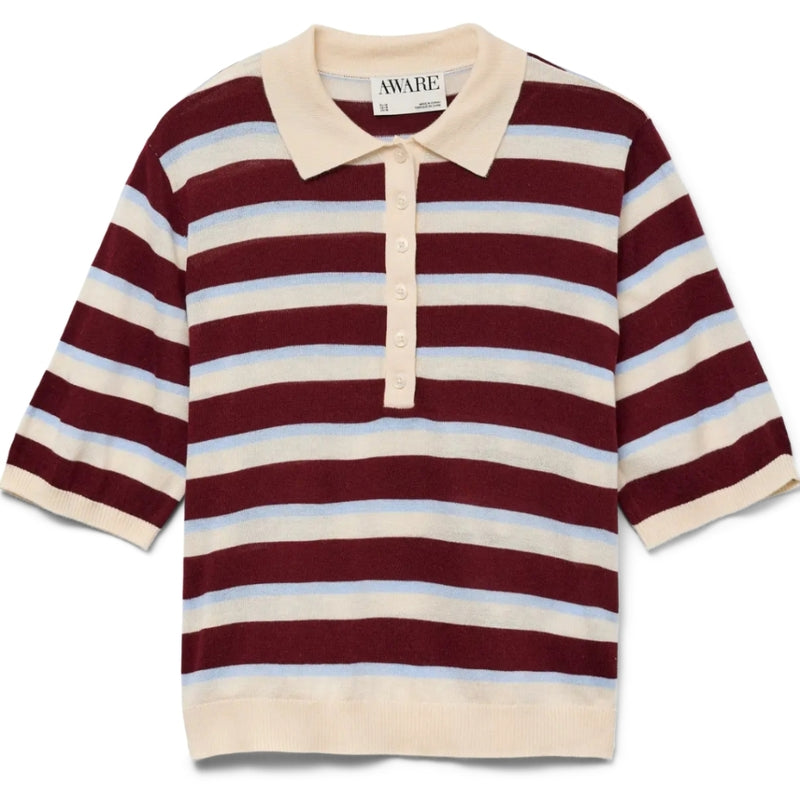 Vero Moda VERO MODA DAM POLO AWSIKITA Top Birch Stripes Zinfandel
