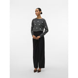 Vero Moda VERO MODA DAM STICKAD TRÖJA VMDOFFY Knit Dark Grey Melange W. WHITE HEARTS
