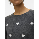 Vero Moda VERO MODA DAM STICKAD TRÖJA VMDOFFY Knit Dark Grey Melange W. WHITE HEARTS