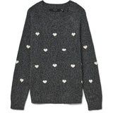 Vero Moda VERO MODA DAM STICKAD TRÖJA VMDOFFY Knit Dark Grey Melange W. WHITE HEARTS