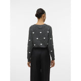 Vero Moda VERO MODA DAM STICKAD TRÖJA VMDOFFY Knit Dark Grey Melange White Hearts
