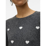 Vero Moda VERO MODA DAM STICKAD TRÖJA VMDOFFY Knit Dark Grey Melange White Hearts