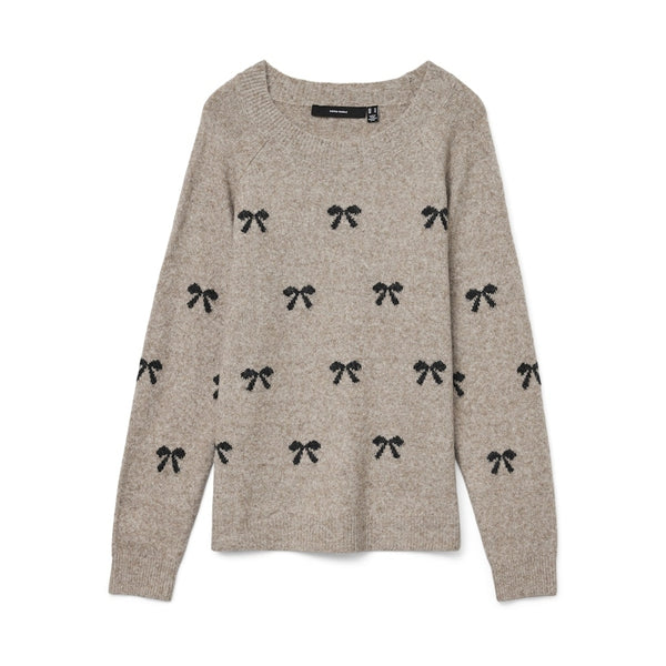 Vero Moda VERO MODA DAM STICKAD TRÖJA VMDOFFY Knit Moon Rock Black Bows