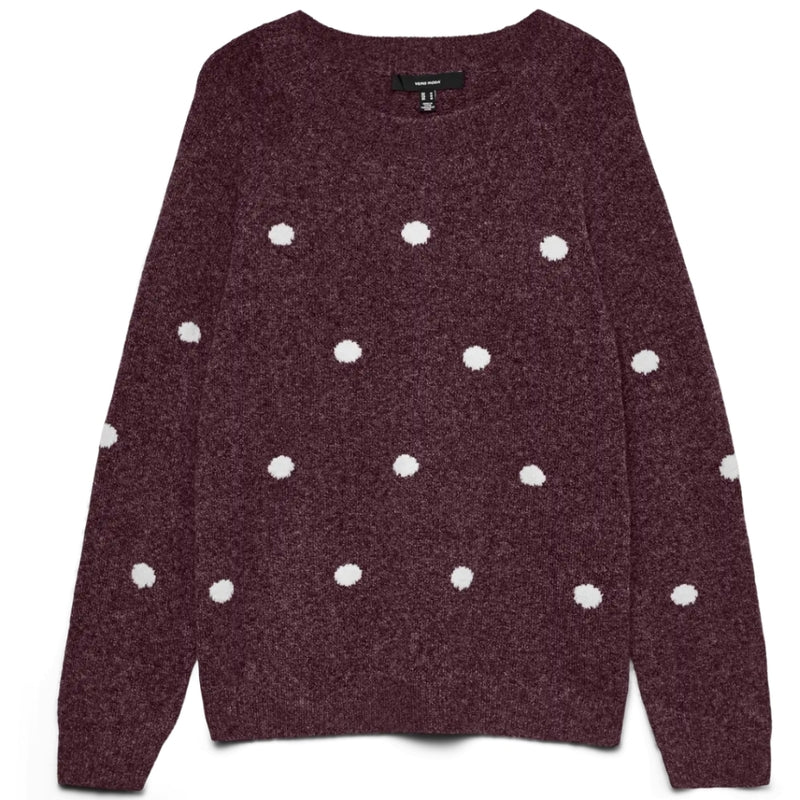 Vero Moda VERO MODA DAM STICKAD TRÖJA VMDOFFY Knit Winetasting White Dots