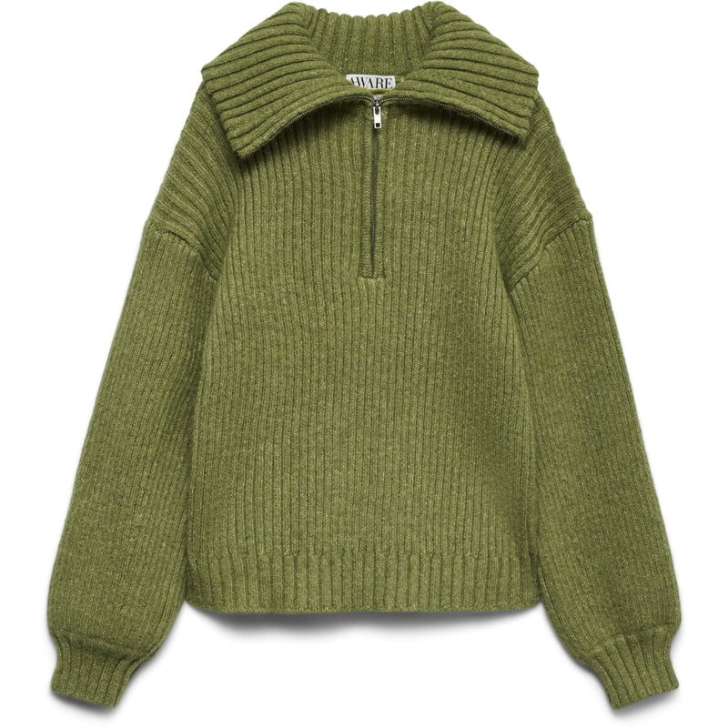 Vero Moda VERO MODA Dam Pullover Awulla LS High Half-Zip Knit Knit calliste green