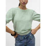 Vero Moda VERO MODA Dam Pullover VMDoffy Knit Birds Egg Green MELANGE