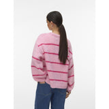 Vero Moda VERO MODA Dam Pullover VMMaybe Pullover Bonbon W. BIRCH MELANGE + CABARET STRIPE