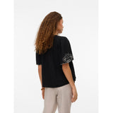 Vero Moda VERO MODA dam blus VMBRIDGET Blouse Black CLOUD DANCER EMB.