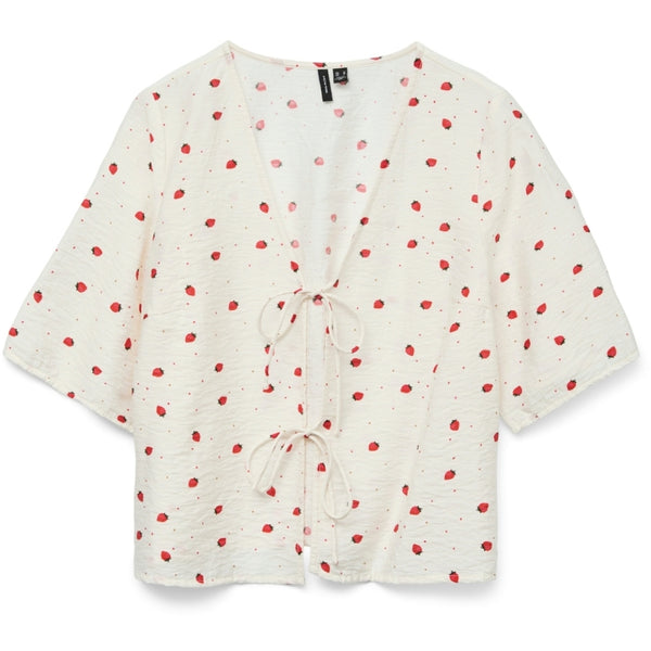 Vero Moda VERO MODA dam blus VMODETTE Blouse Snow White Strawberry w. dots
