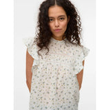 Vero Moda VERO MODA dam blus VMTRINE Top Snow White Maguerite Blue Jasper
