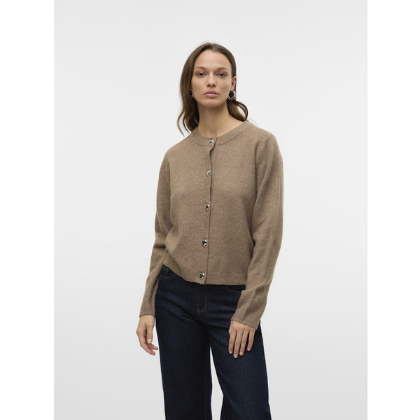 Vero Moda VERO MODA dam cardigan VMFIONA Cardigan Moon Rock MELANGE W. HEART BUTTON