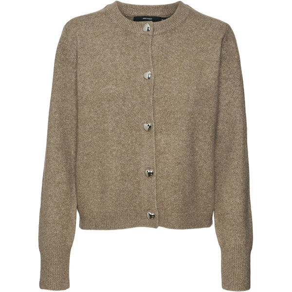 Vero Moda VERO MODA dam cardigan VMFIONA Cardigan Moon Rock MELANGE W. HEART BUTTON