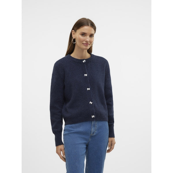 Vero Moda VERO MODA dam cardigan VMFIONA Cardigan Navy Blazer MELANGE W. BOW BUTTON
