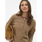 Vero Moda VERO MODA dam cardigan VMFIONA Restudsalg Silver Mink MELANGE W. GOLD HEART BUTTON