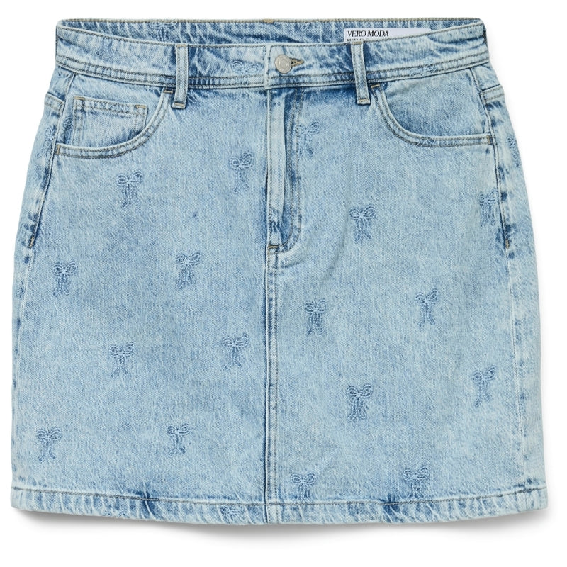 Vero Moda VERO MODA dam kjol VMTESSA Skirt Light Blue Denim EMBROIDERY