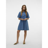 Vero Moda VERO MODA dam klänning VMOCEAN Dress Medium Blue Denim Stripes WHITE