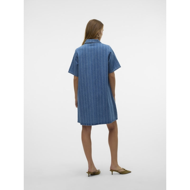 Vero Moda VERO MODA dam klänning VMOCEAN Dress Medium Blue Denim Stripes WHITE