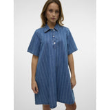 Vero Moda VERO MODA dam klänning VMOCEAN Dress Medium Blue Denim Stripes WHITE