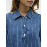 Vero Moda VERO MODA dam klänning VMOCEAN Dress Medium Blue Denim Stripes WHITE
