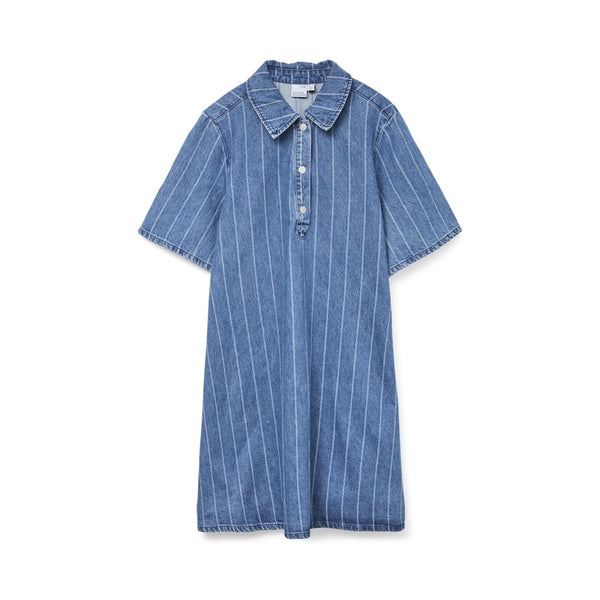 Vero Moda VERO MODA dam klänning VMOCEAN Dress Medium Blue Denim Stripes WHITE