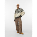 Vero Moda VERO MODA dam pullover VMJULIANA Pullover Birch Pattern CHOCLATE TORTE/SILVER MINK/BLACK
