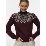 Vero Moda VERO MODA dam pullover VMKARLA Pullover Windsor Wine MELANGE W. BLACK + BIRCH
