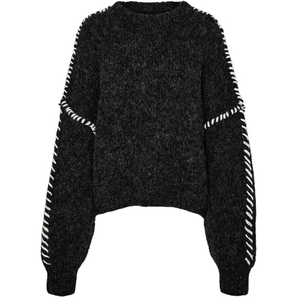 Vero Moda VERO MODA dam pullover VMZEN Knit Black W. SNOW WHITE